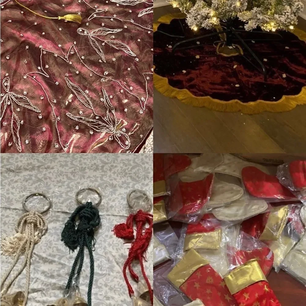 10 Purple Gold Thread Christmas Tree Eid Holiday Ornaments  Individually